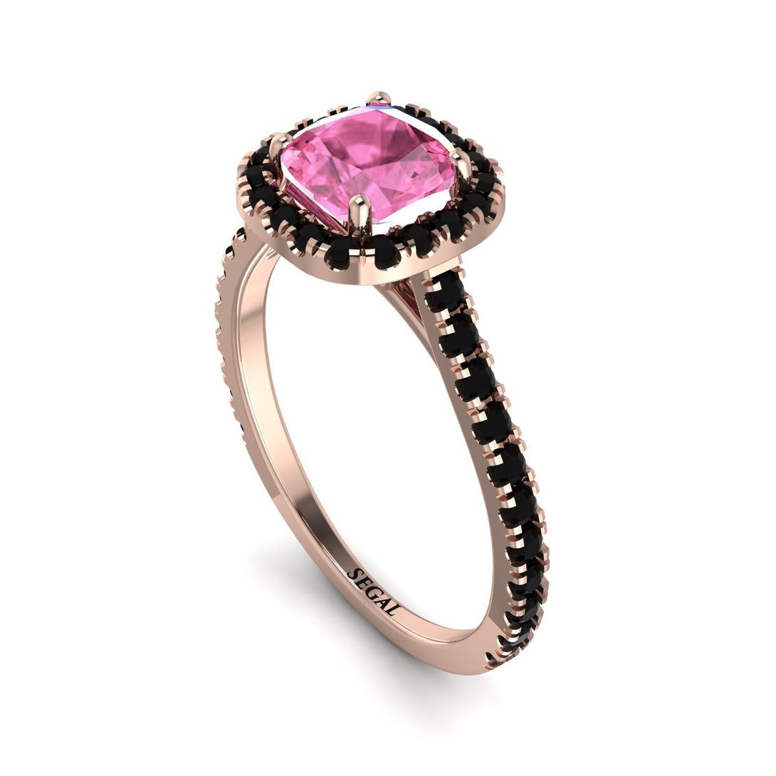 Cushion Pink Moissanite Halo Engagement Ring - Jade No. 808