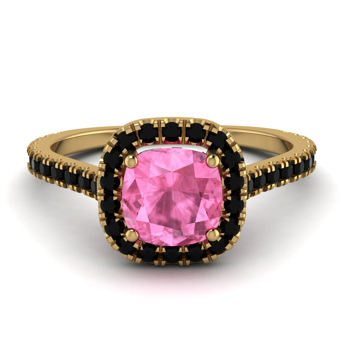 Cushion Pink Moissanite Halo Engagement Ring - Jade No. 807