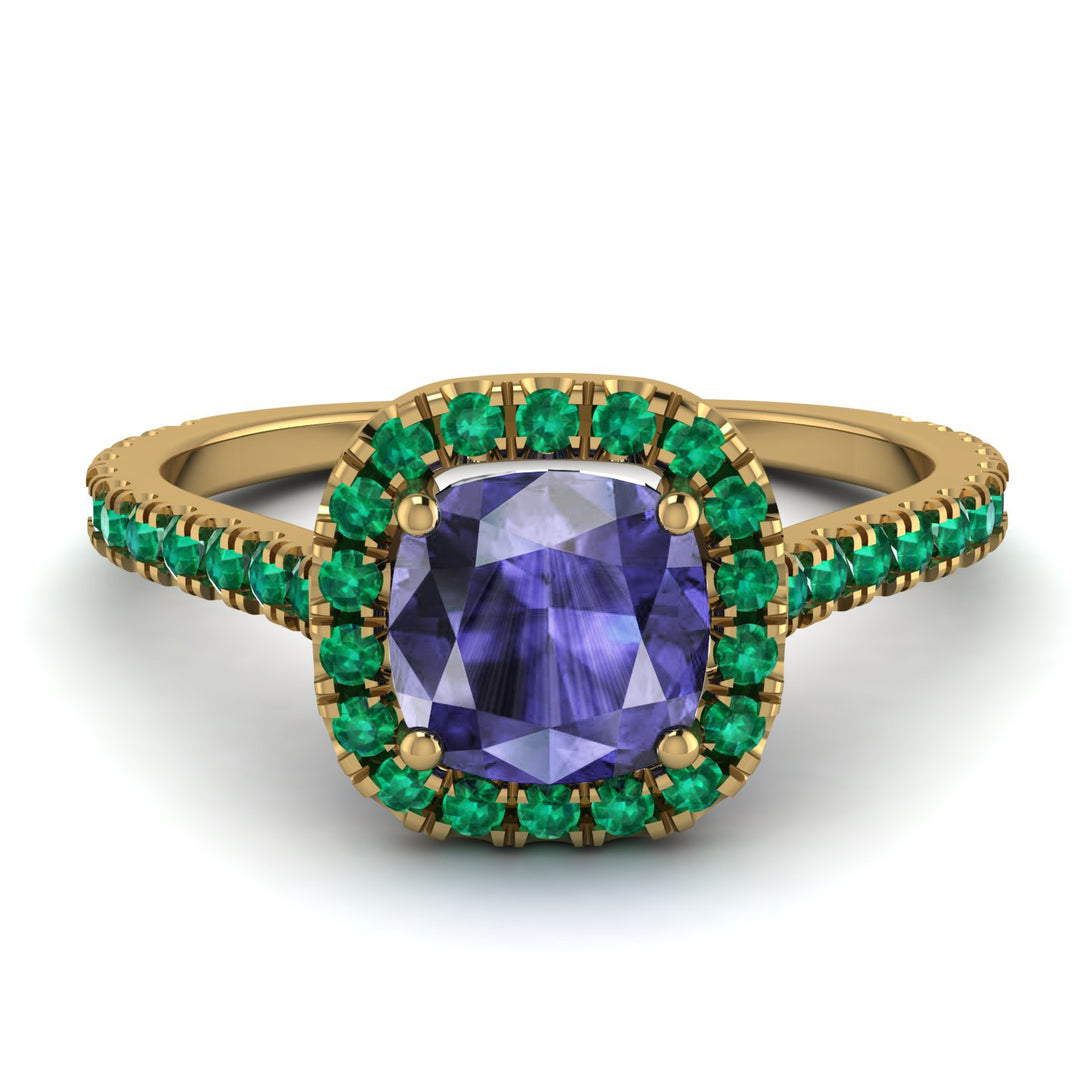 Cushion Tanzanite Halo Engagement Ring - Jade No. 204