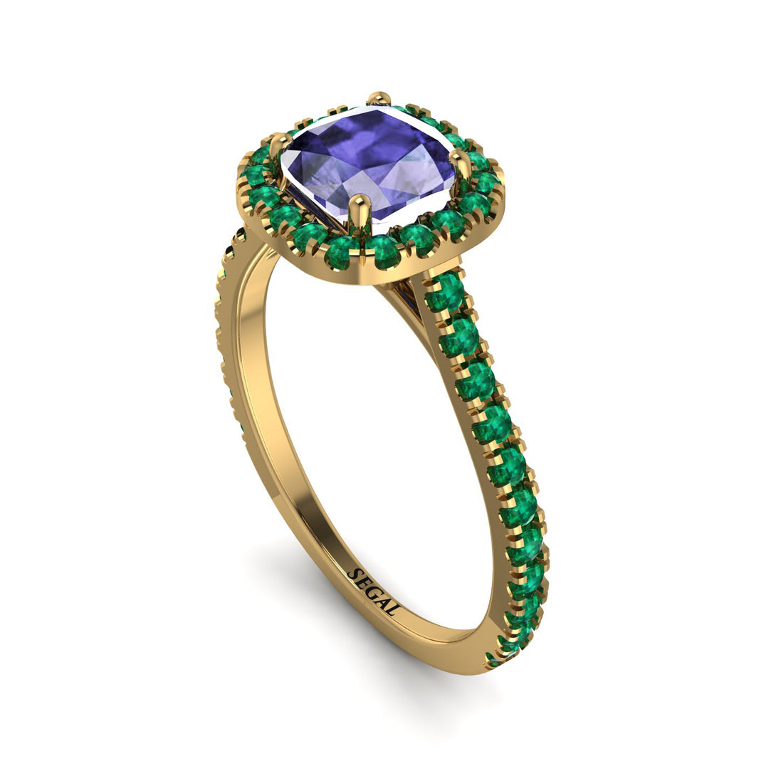 Cushion Tanzanite Halo Engagement Ring - Jade No. 204
