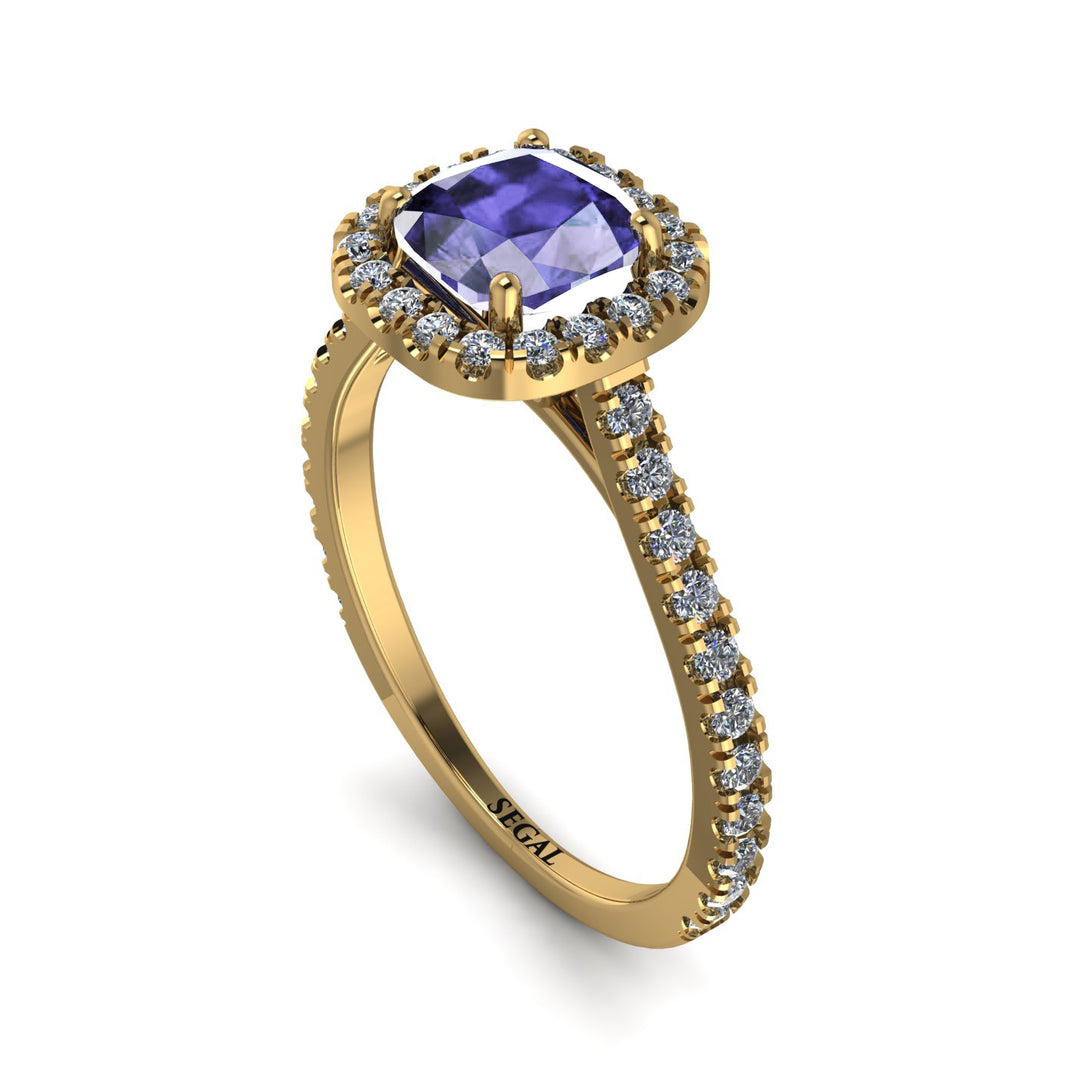 Cushion Tanzanite Halo Engagement Ring - Jade No. 201