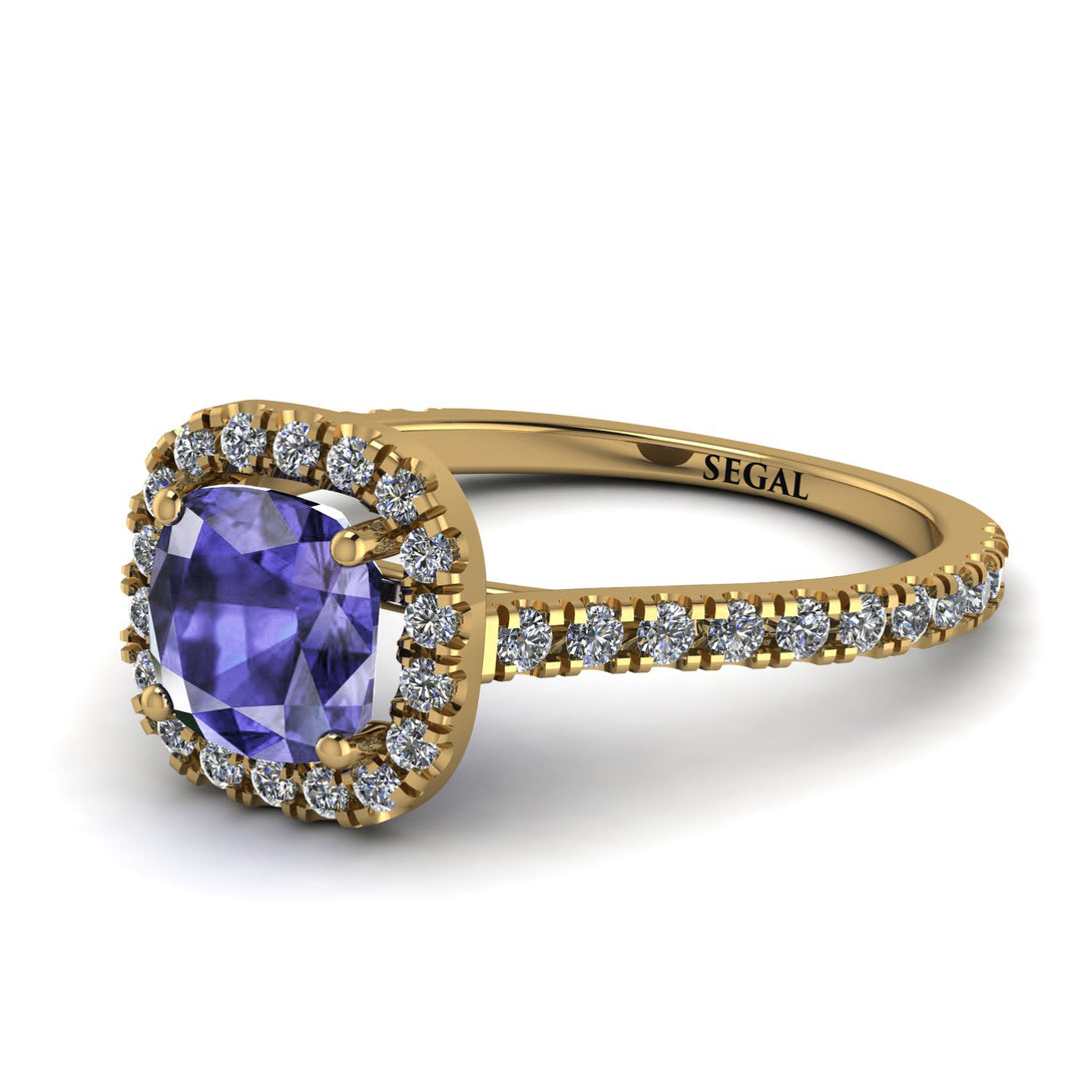 Cushion Tanzanite Halo Engagement Ring - Jade No. 201