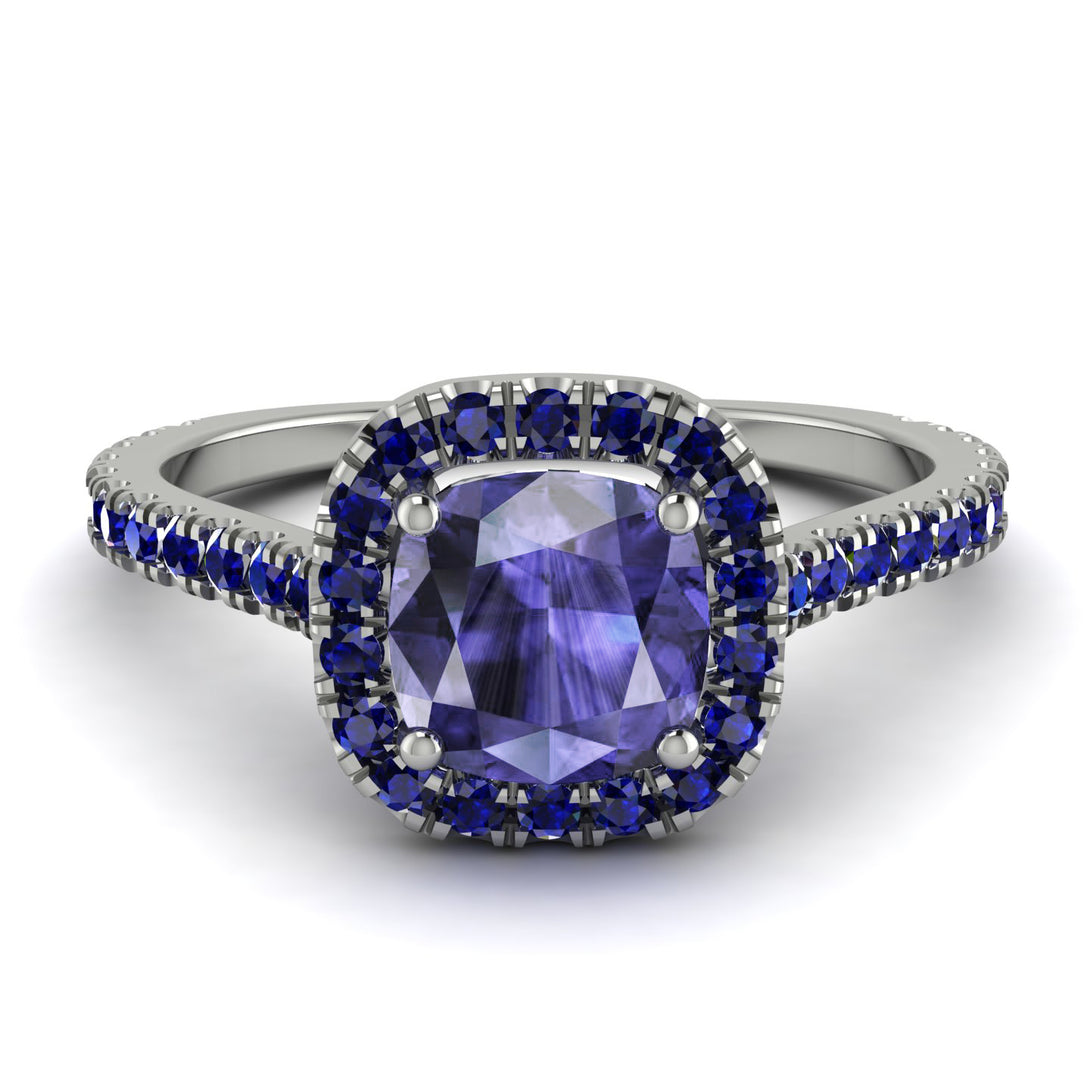 Cushion Tanzanite Halo Engagement Ring - Jade No. 215