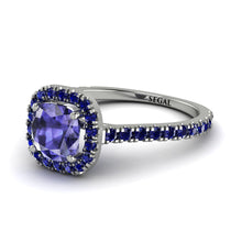Cushion Tanzanite Halo Engagement Ring - Jade No. 215 image 1