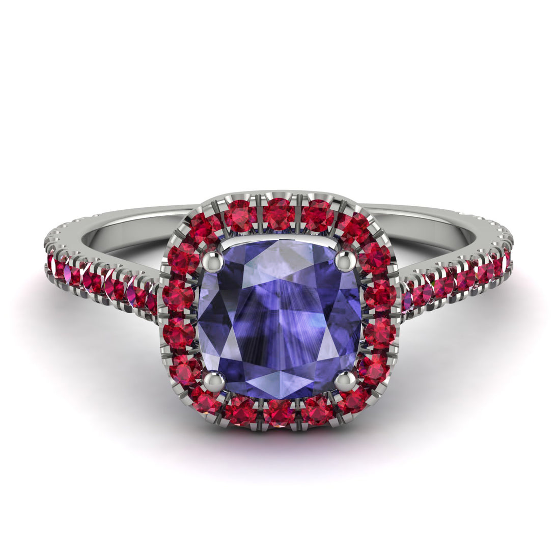 Cushion Tanzanite Halo Engagement Ring - Jade No. 212