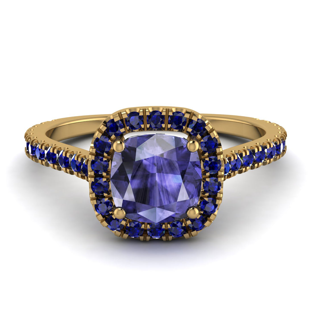 Cushion Tanzanite Halo Engagement Ring - Jade No. 213