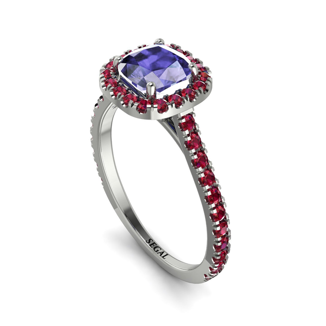 Cushion Tanzanite Halo Engagement Ring - Jade No. 212