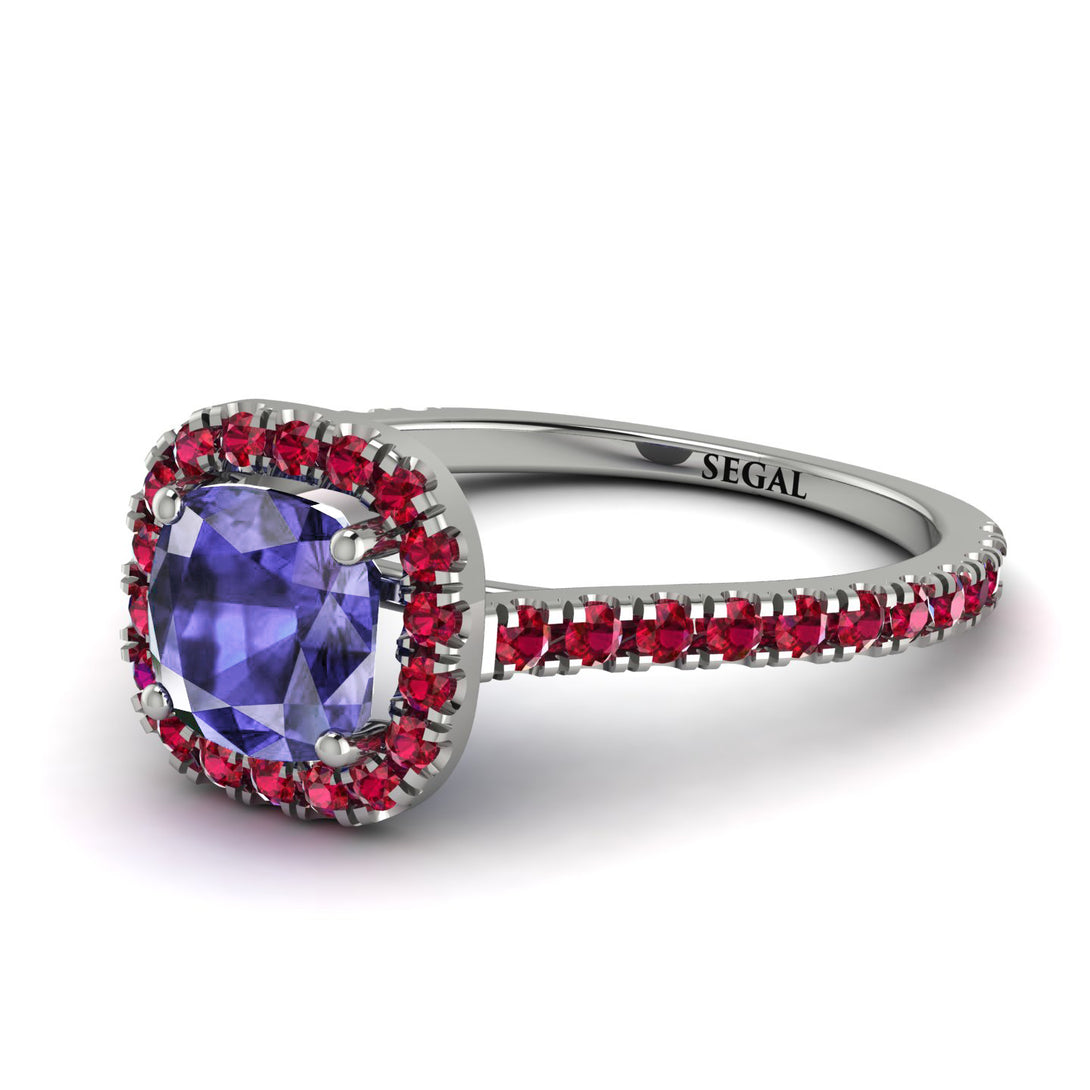 Cushion Tanzanite Halo Engagement Ring - Jade No. 212