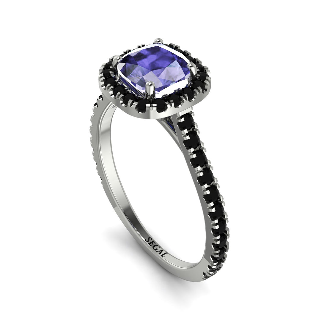 Cushion Tanzanite Halo Engagement Ring - Jade No. 209