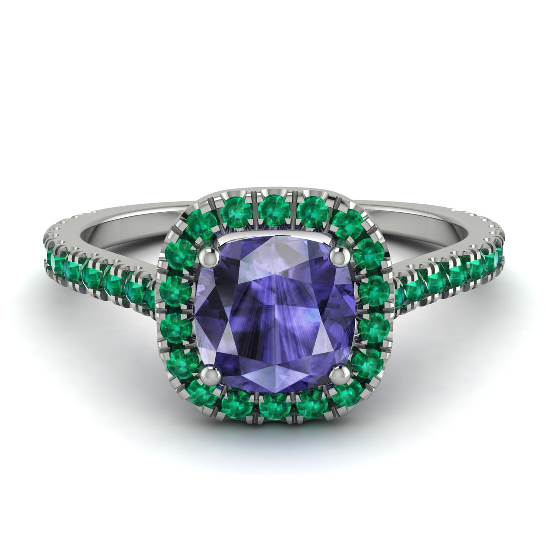 Cushion Tanzanite Halo Engagement Ring - Jade No. 206