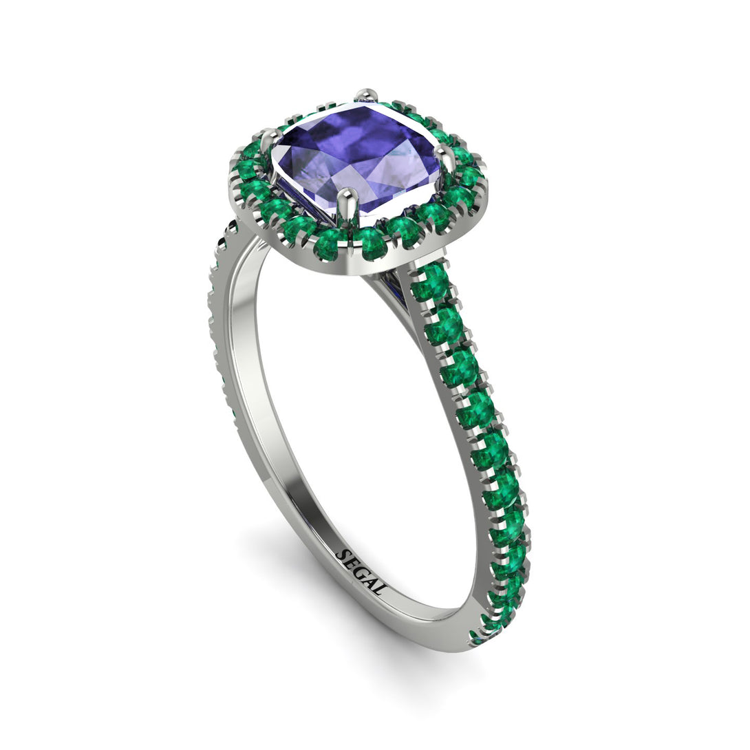 Cushion Tanzanite Halo Engagement Ring - Jade No. 206