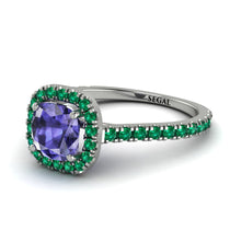 Cushion Tanzanite Halo Engagement Ring - Jade No. 206 image 1