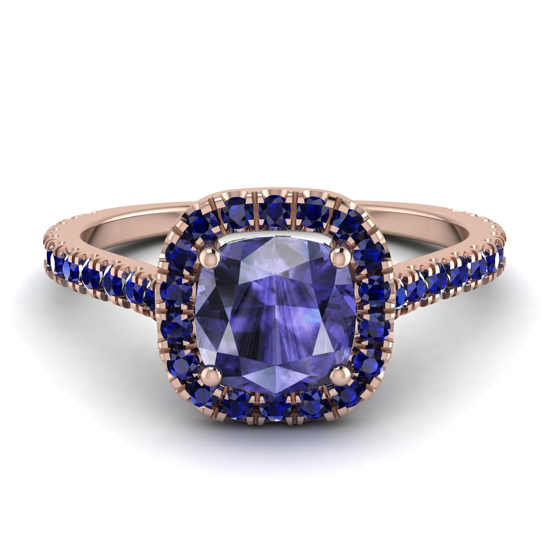 Cushion Tanzanite Halo Engagement Ring - Jade No. 214