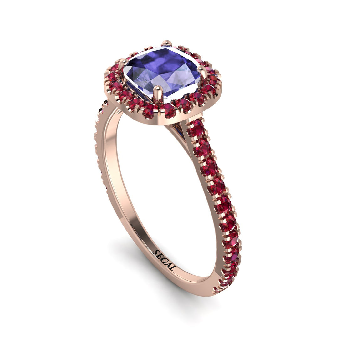 Cushion Tanzanite Halo Engagement Ring - Jade No. 211