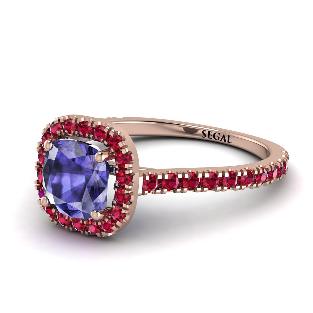 Cushion Tanzanite Halo Engagement Ring - Jade No. 211