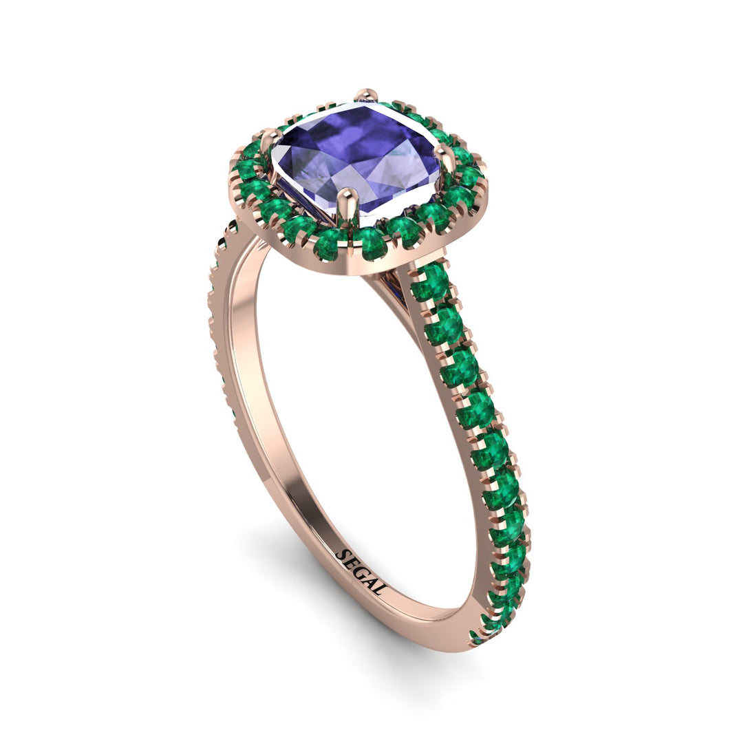 Cushion Tanzanite Halo Engagement Ring - Jade No. 205