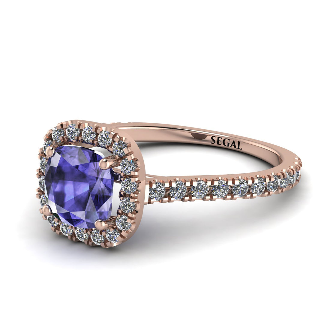 Cushion Tanzanite Halo Engagement Ring - Jade No. 202