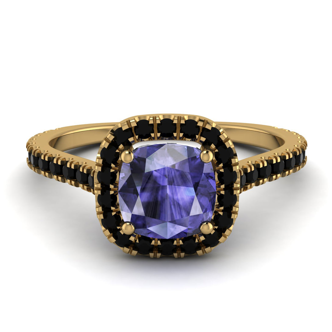 Cushion Tanzanite Halo Engagement Ring - Jade No. 207