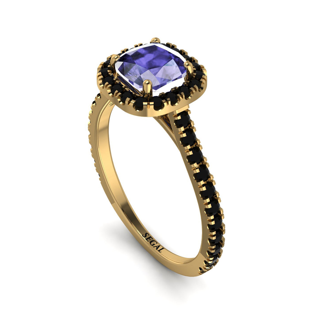 Cushion Tanzanite Halo Engagement Ring - Jade No. 207