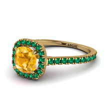 Cushion Yellow Diamond Halo Engagement Ring - Jade No. 1004 image 1