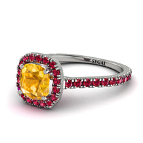 Cushion Yellow Diamond Halo Engagement Ring - Jade No. 1012 image 1