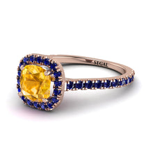 Cushion Yellow Diamond Halo Engagement Ring - Jade No. 1014 image 1