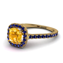 Cushion Yellow Diamond Halo Engagement Ring - Jade No. 1013 image 1