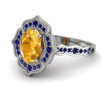 Decorated Halo Oval Yellow Diamond Engagement Ring - Faith No. 1015 image 1