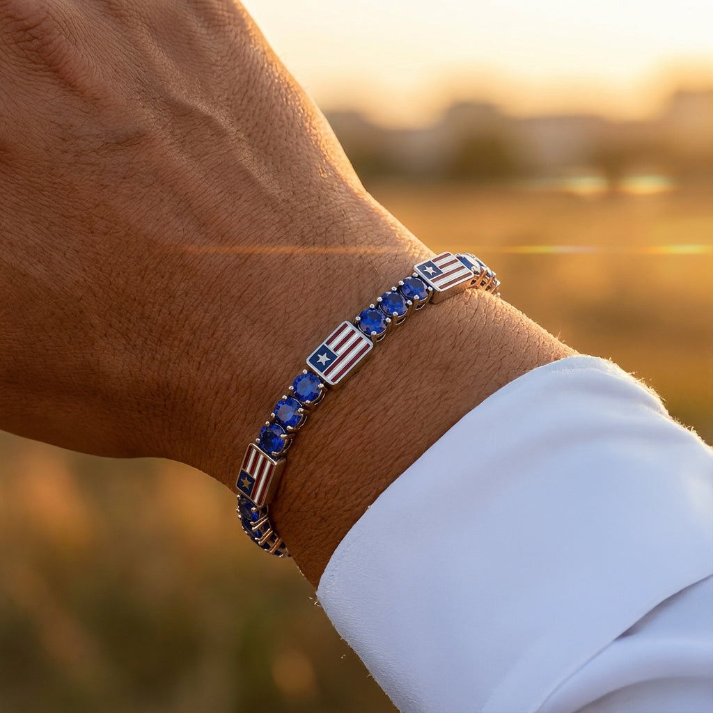 Sapphire Tennis Bracelet with United States Flag no. 15