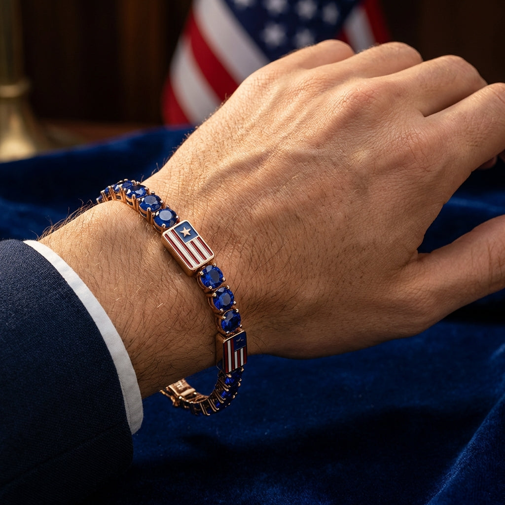 Sapphire Tennis Bracelet with United States Flag no. 14