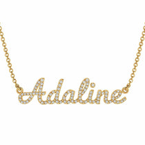 Adaline name necklace in solid 14K Yellow Gold, handmade in Los Angeles