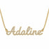 Adaline name necklace in solid 14K Yellow Gold, handmade in Los Angeles