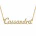 Cassandra name necklace in solid 14K Yellow Gold, handmade in Los Angeles