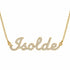 Isolde name necklace in solid 14K Yellow Gold, handmade in Los Angeles