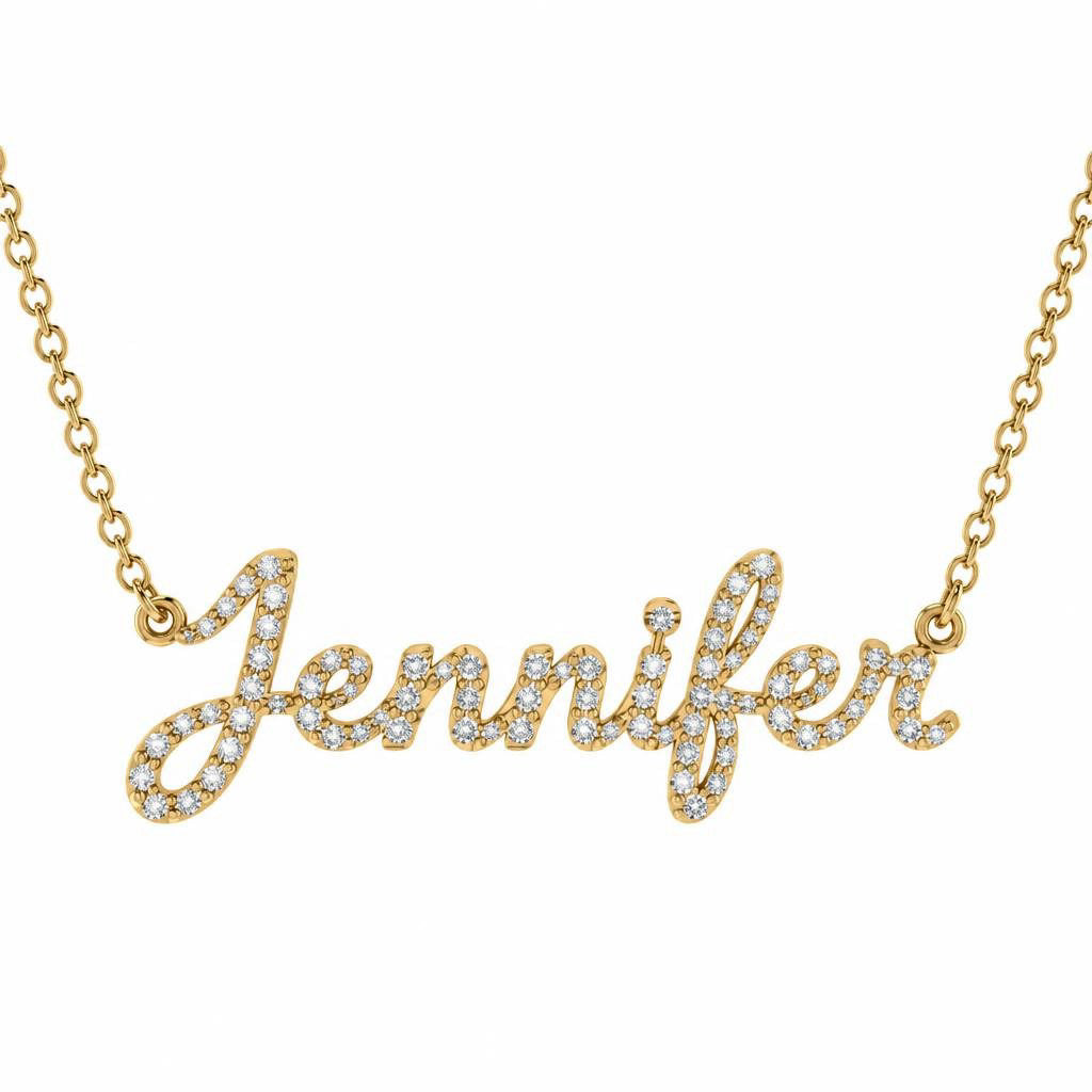 Diamond Gold Name Necklace - Jennifer