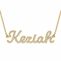 Keziah name necklace in solid 14K Yellow Gold, handmade in Los Angeles