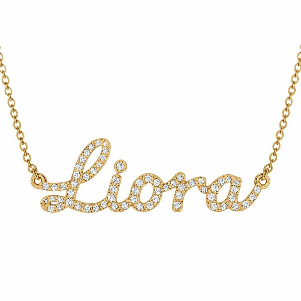 Diamond Gold Name Necklace - Liora