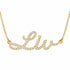 Liv name necklace in solid 14K Yellow Gold, handmade in Los Angeles