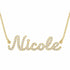 Nicole name necklace in solid 14K Yellow Gold, handmade in Los Angeles