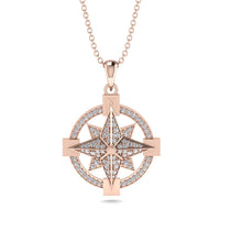 Diamond-Encrusted Compass Charm Necklace - Celeste No. 2 image 1