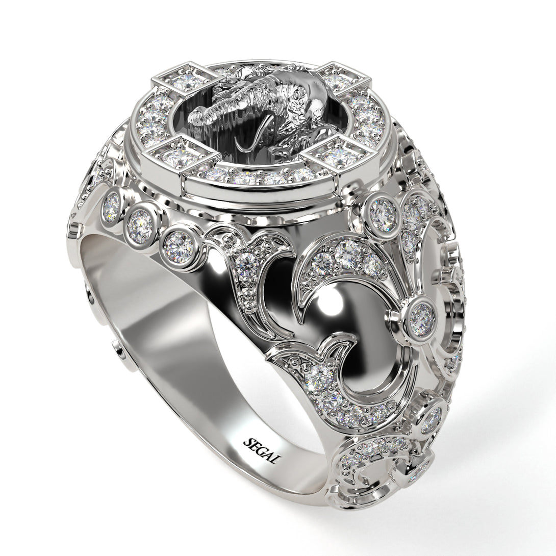 Diamond Bespoke Elephant Men’s Fashion Ring - Charles No. 3