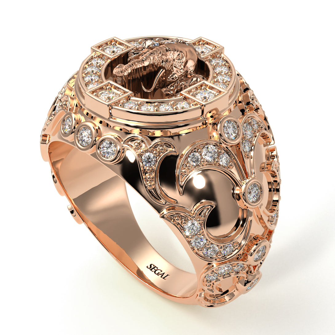 Diamond Bespoke Elephant Men’s Fashion Ring - Charles No. 2