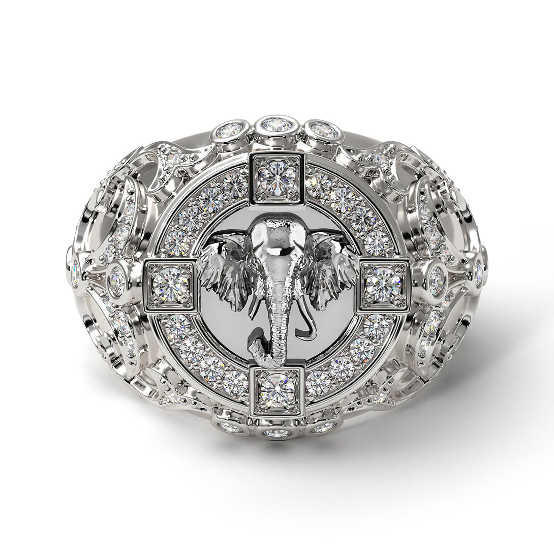 Diamond Bespoke Elephant Men’s Fashion Ring - Charles No. 3