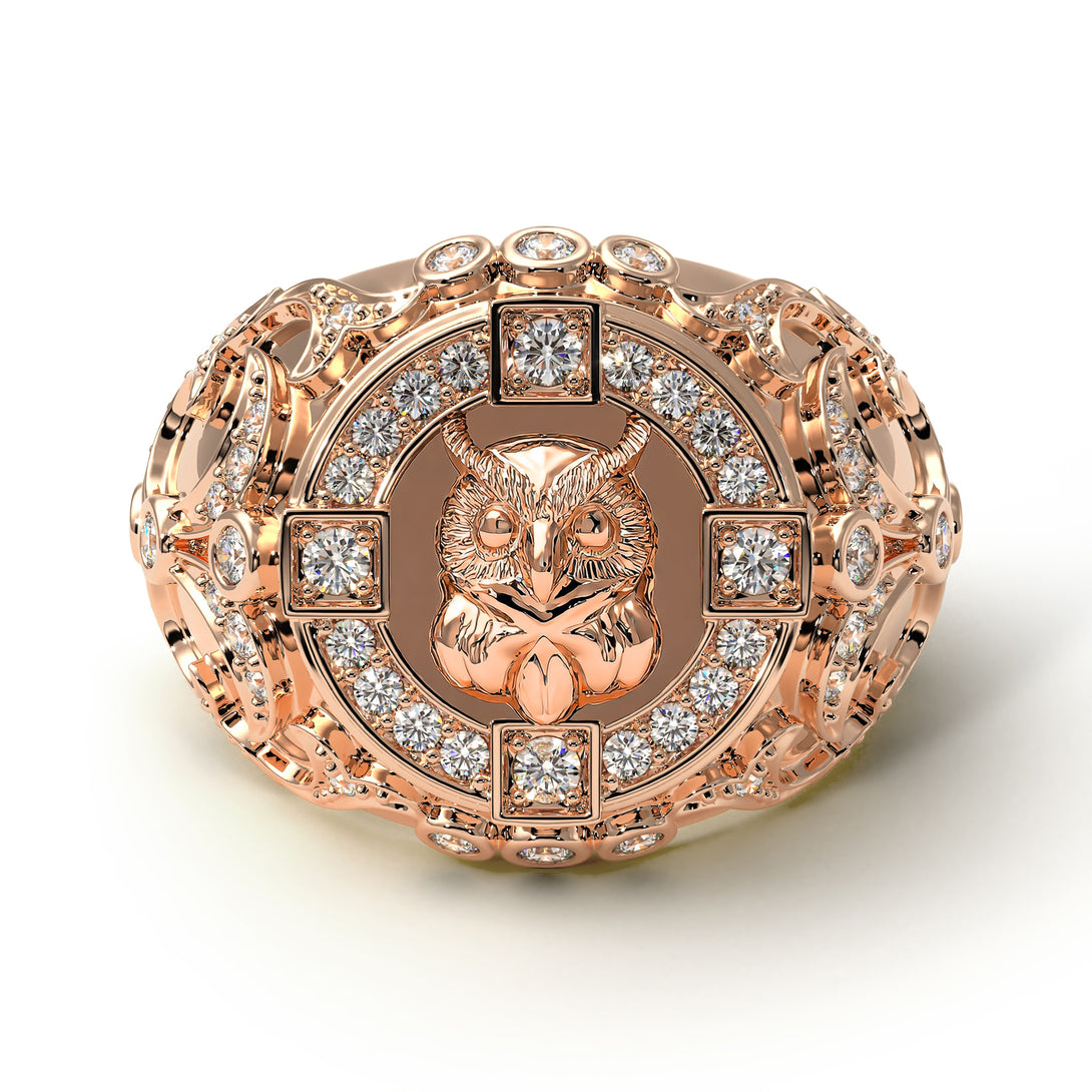 Diamond Owl Gold Men's Fashion Ring - Adrian No. 2