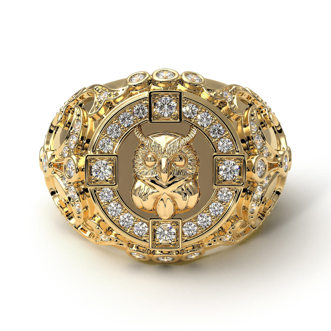 Diamond Owl Gold Men's Fashion Ring - Adrian No. 1