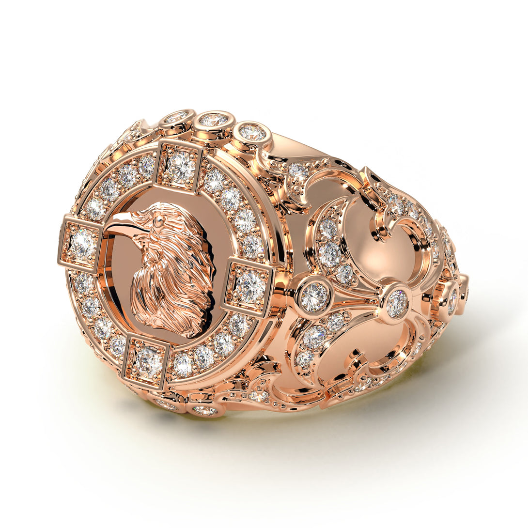 Diamond Raven Gold Men's Fashion Ring - Nolan No. 2