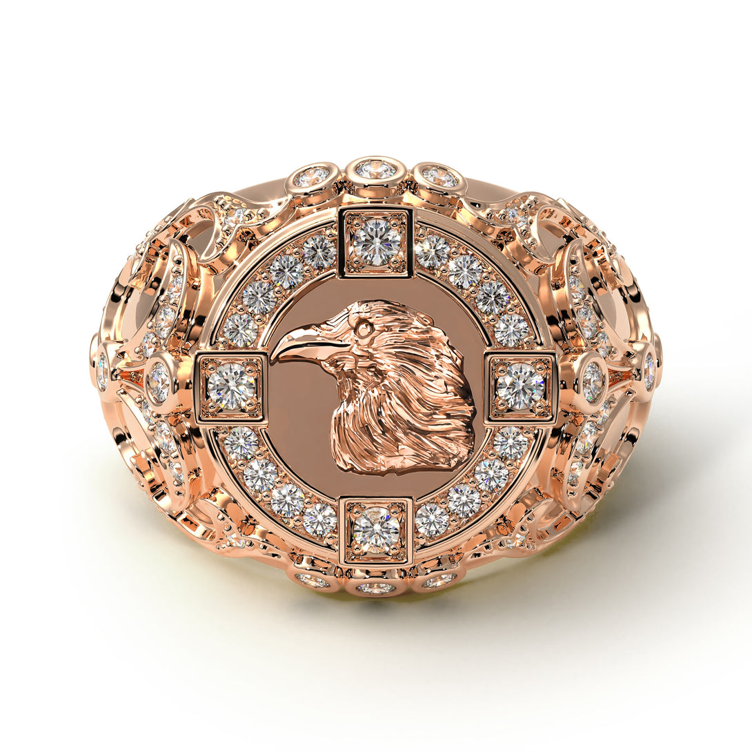 Diamond Raven Gold Men's Fashion Ring - Nolan No. 2