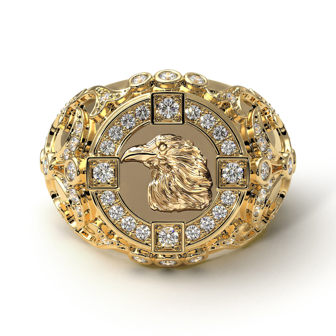 Diamond Raven Gold Men's Fashion Ring - Nolan No. 1