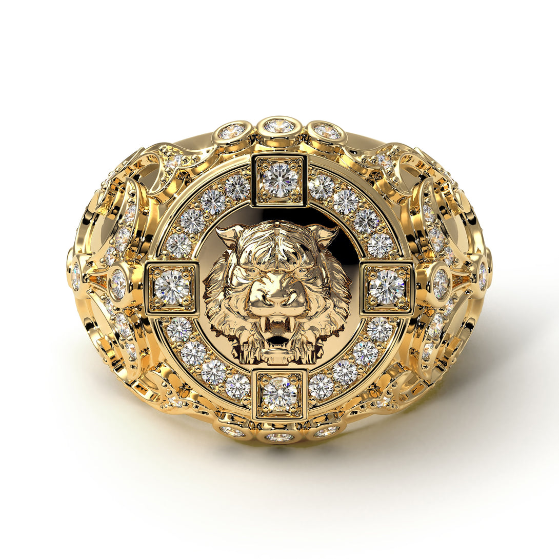 Diamond Tiger Gold Men's Fashion Ring - Landon No. 1