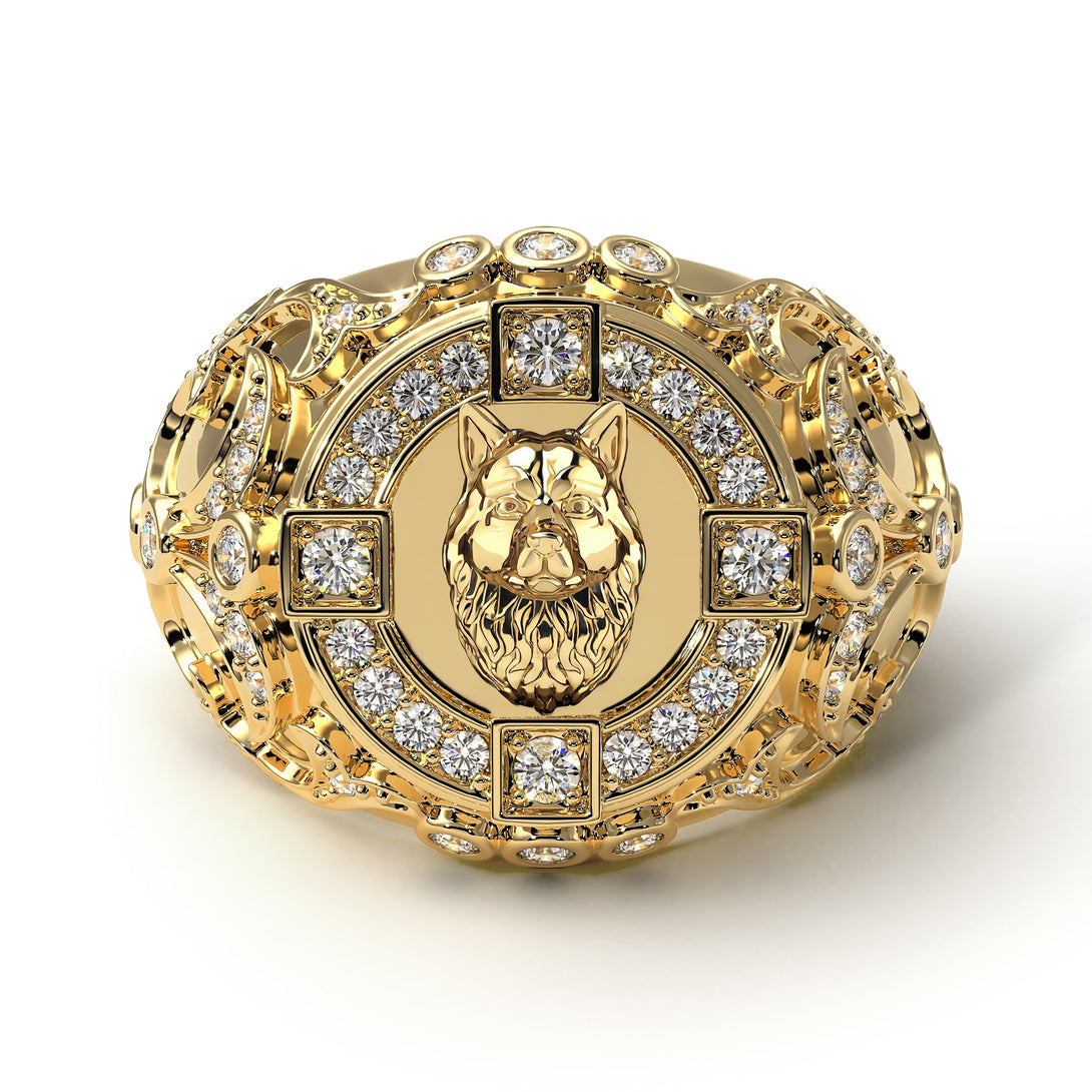 Diamond Wolf Gold Men's Fashion Ring - Eli No. 1